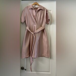 Teri Jon Blush Midi Wrap Dress